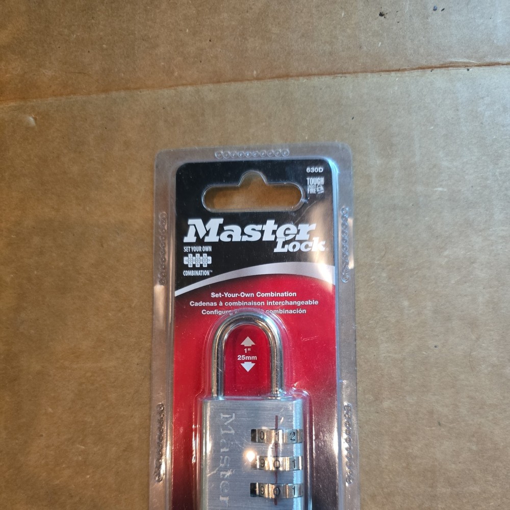 MASTER LOCK 630D Luggage Padlock,1 1/2in,Rectangle,Silver