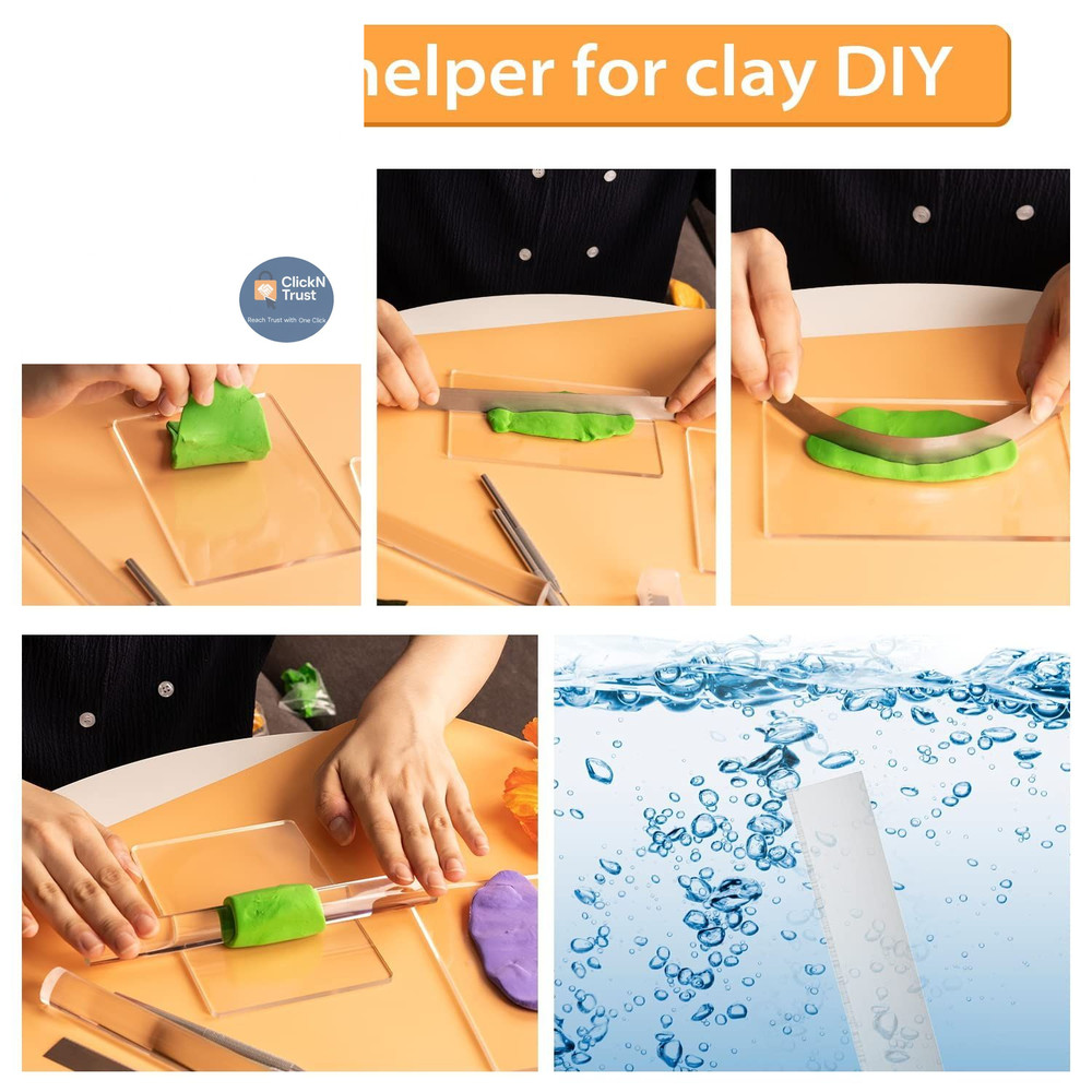 12 Pcs Polymer Clay Cutter Tools, Acrylic Roller for transparent