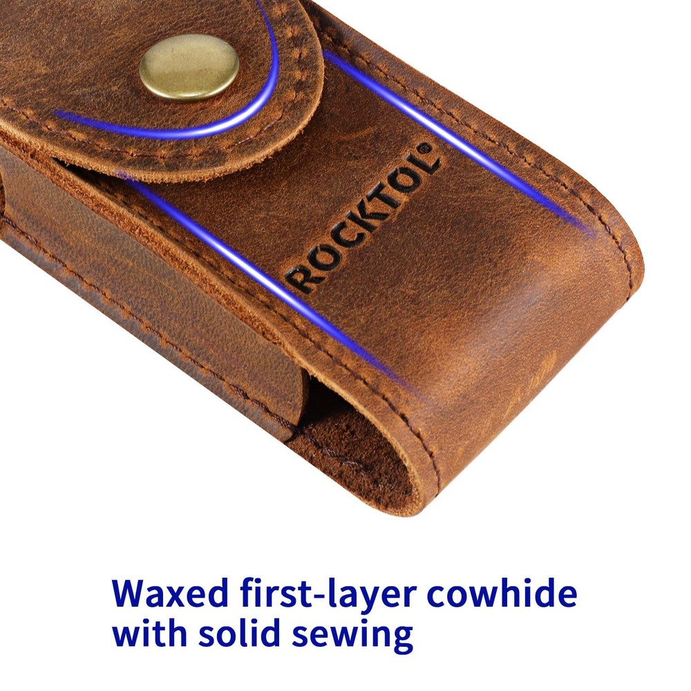 ROCKTOL Multitool Sheath, Premium Leather Snap Sheath for Belt, Multi-Tool Kn...