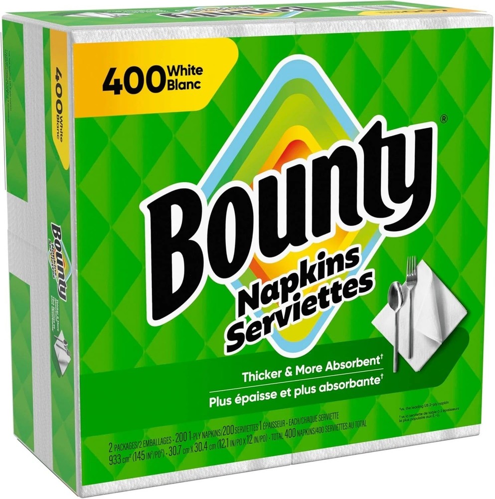 Bounty Paper Napkins, White, 400 Count
