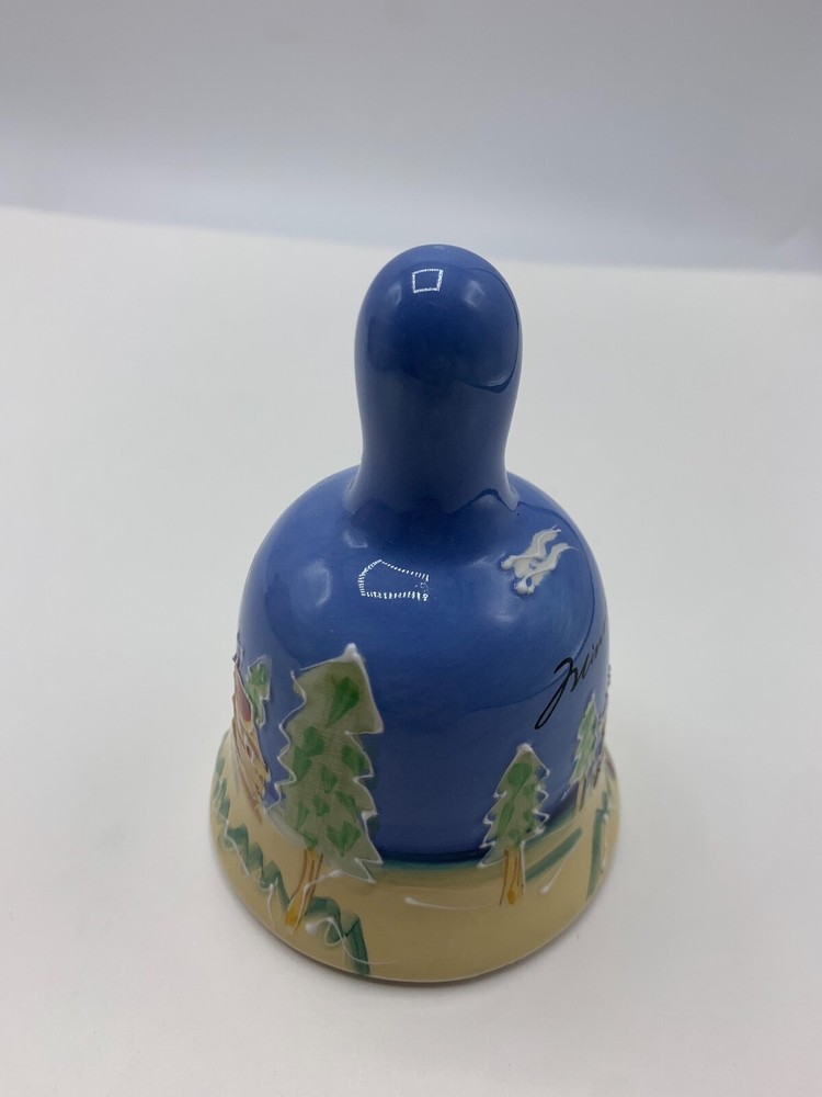 Ceramic Bell Minnesota Blue White Outside 4" Tall