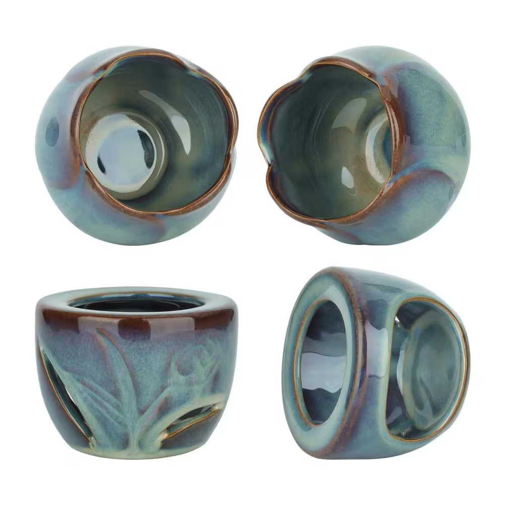 Blue Ceramic Tealight Candle Holders 2-Pack