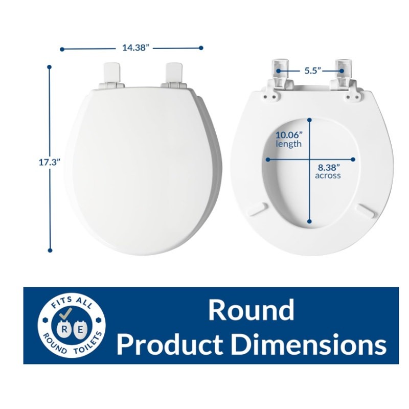 Mayfair Cassel Slow Close Toilet Seat, ROUND, Non Slip Premium Wood Seat