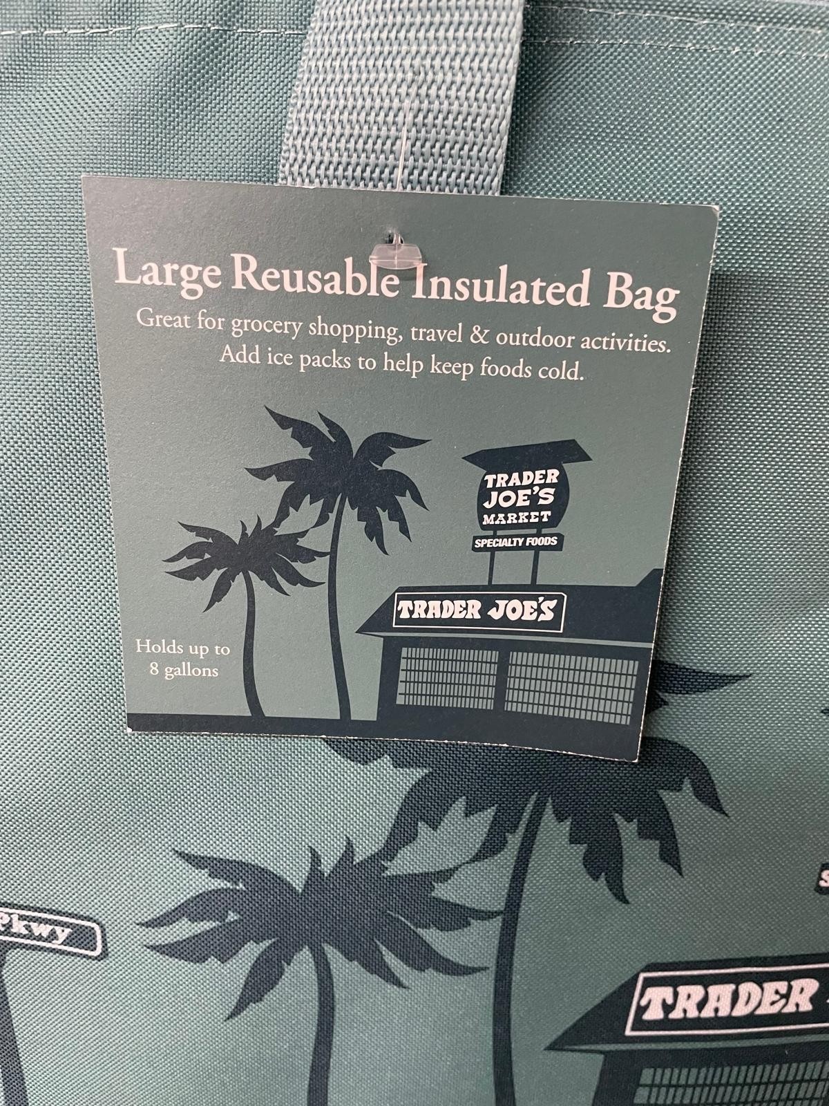 ⚡️ Trader Joe's Dusty Blue Tote Insulated Freezer Cooler Bag NEW FREE SHIP ❤️