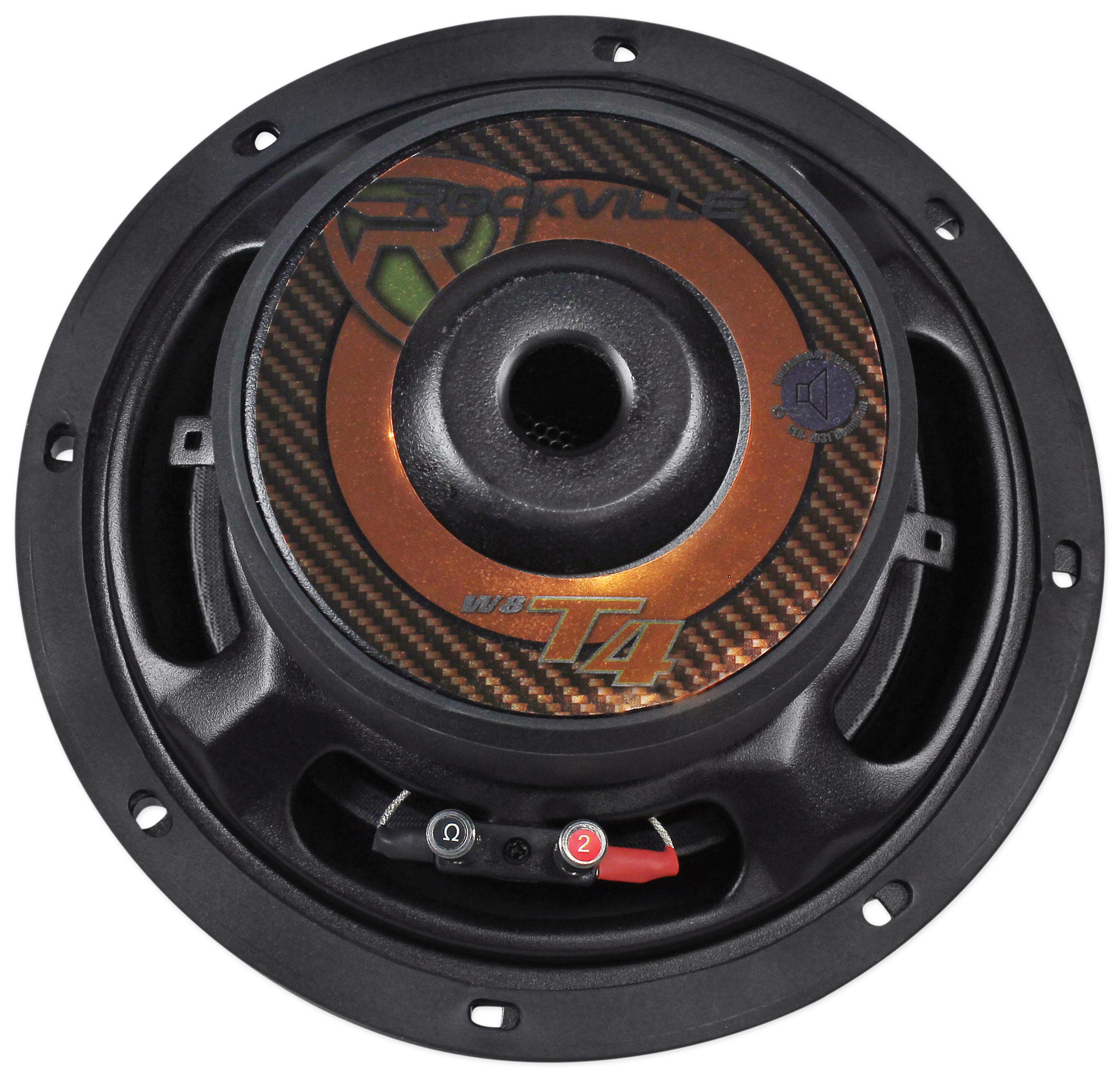 Rockville W8T4-S2 8" Shallow Mount 1000 Watt Slim Car Audio Subwoofer 2-Ohm Sub