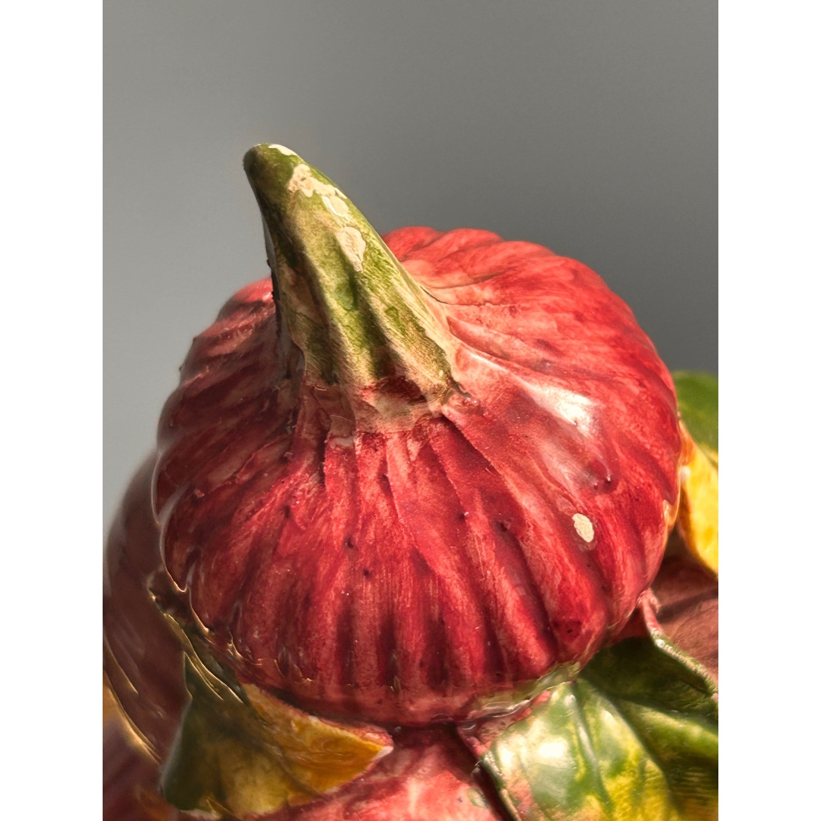 VTG Ceramic Onion Fig Fruit Topiary Centerpiece Italian Majolica Style Pedestal