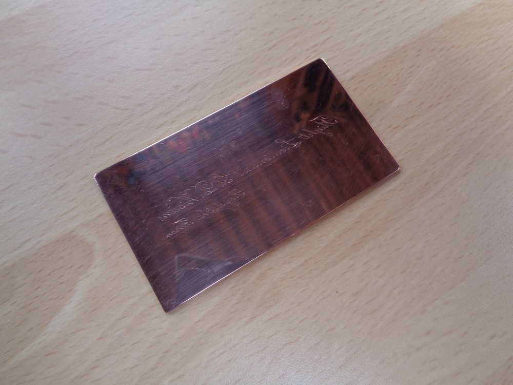 Vintage ~ Royal Air Force Copper printing plate ~ Flight Lieutenant G.D. Visan