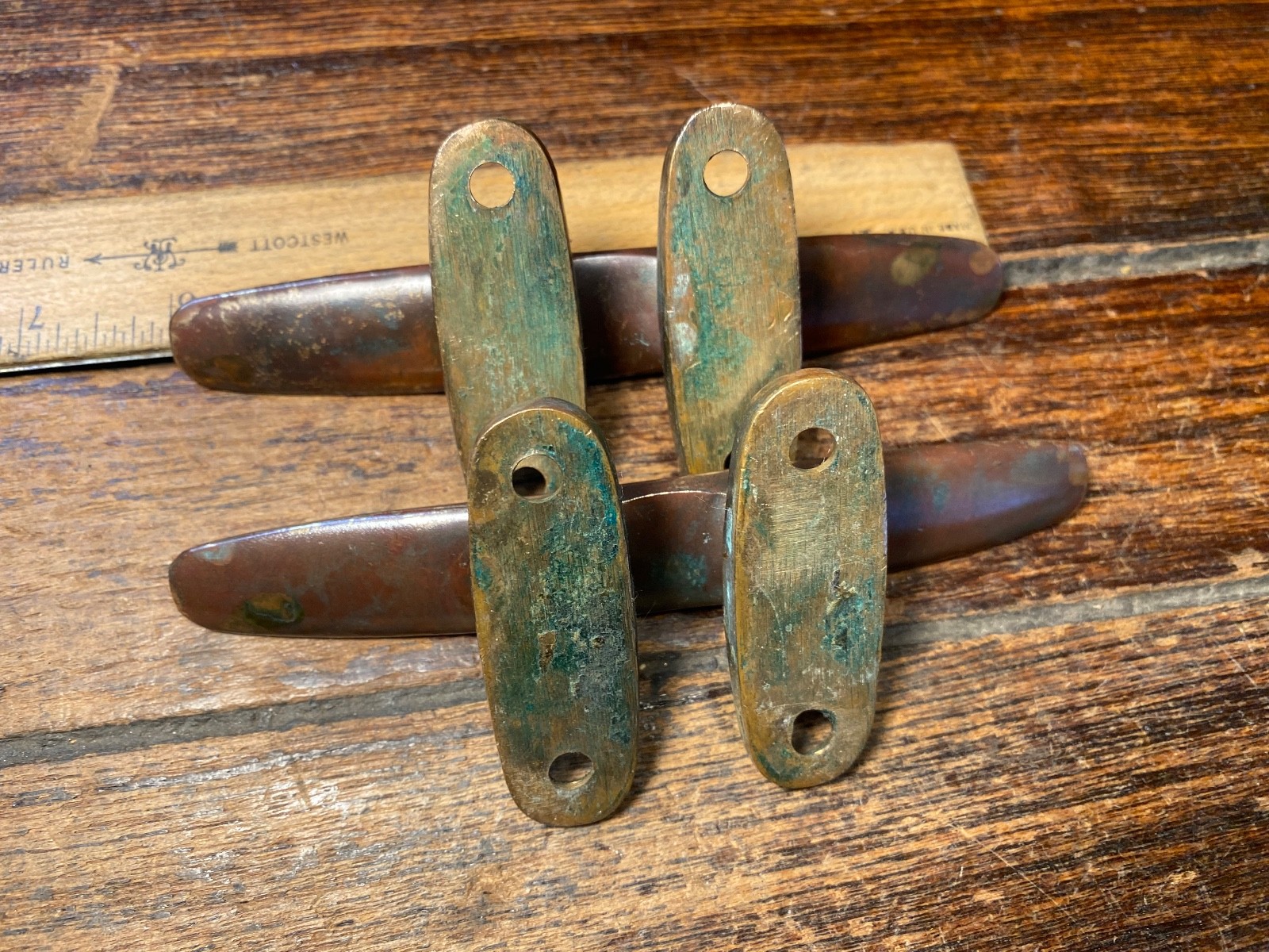 PAIR OF VINTAGE CAST **SOLID** BRONZE 6" CLEATS