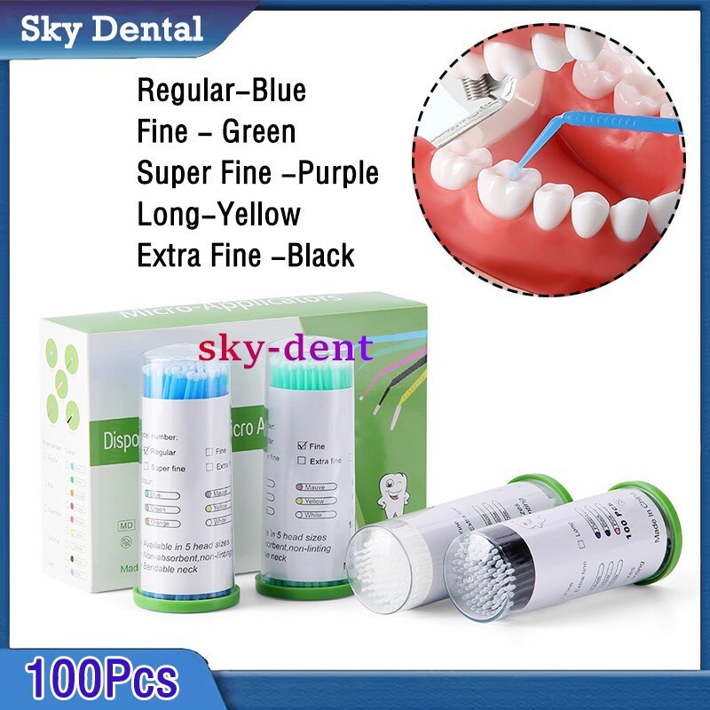 100pcs 5Sizes Dental Microbrush Disposable Applicators Tips Micro Brush Cleaning