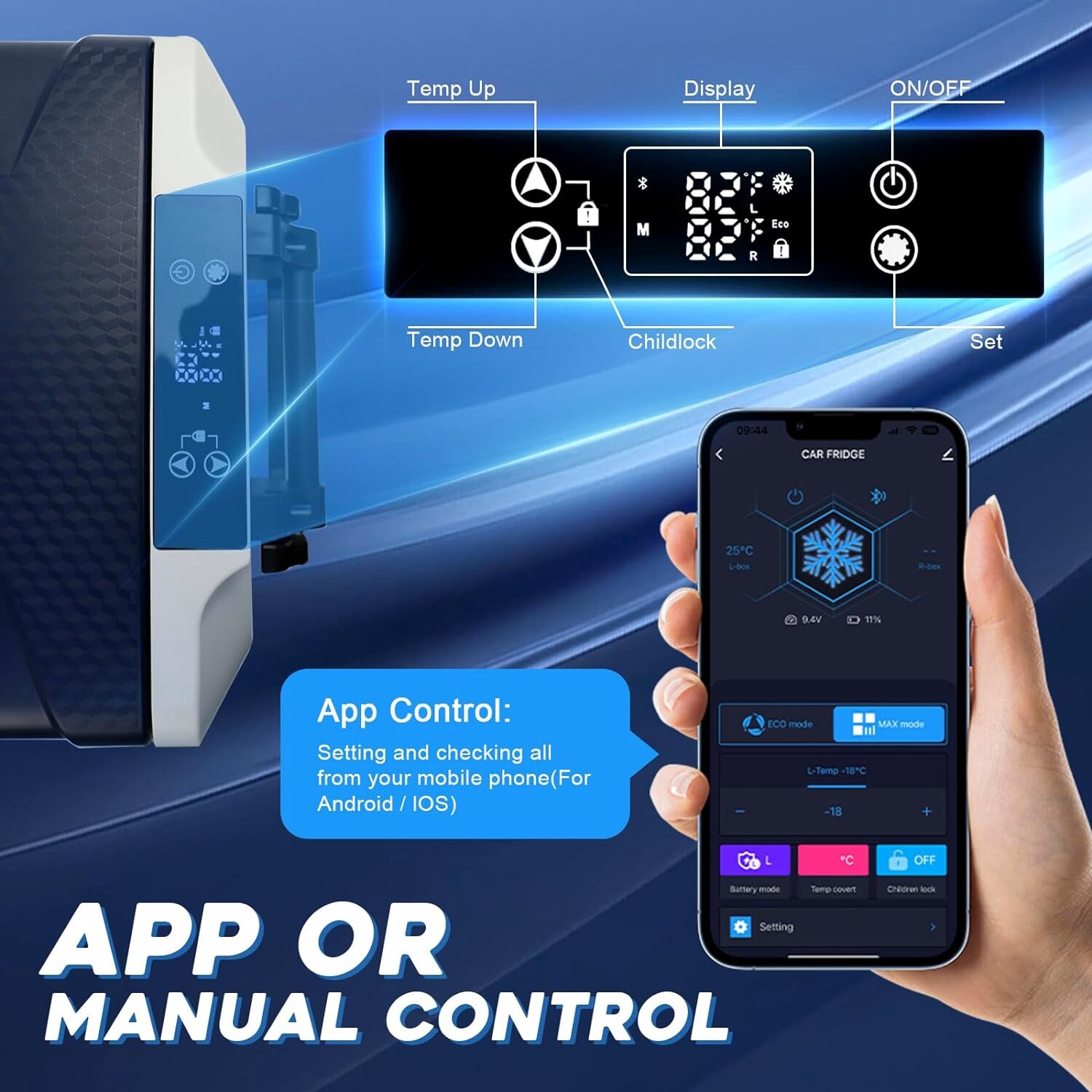 Portable 35L/37QT Car Refrigerator Freezer Compressor Cooler Dual Zone 12V