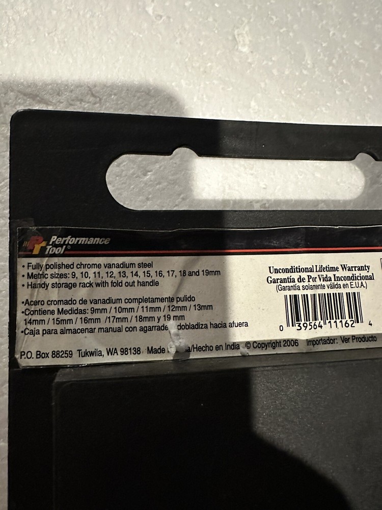 11 Pc Metric Wrench Set Made By Performance Tools