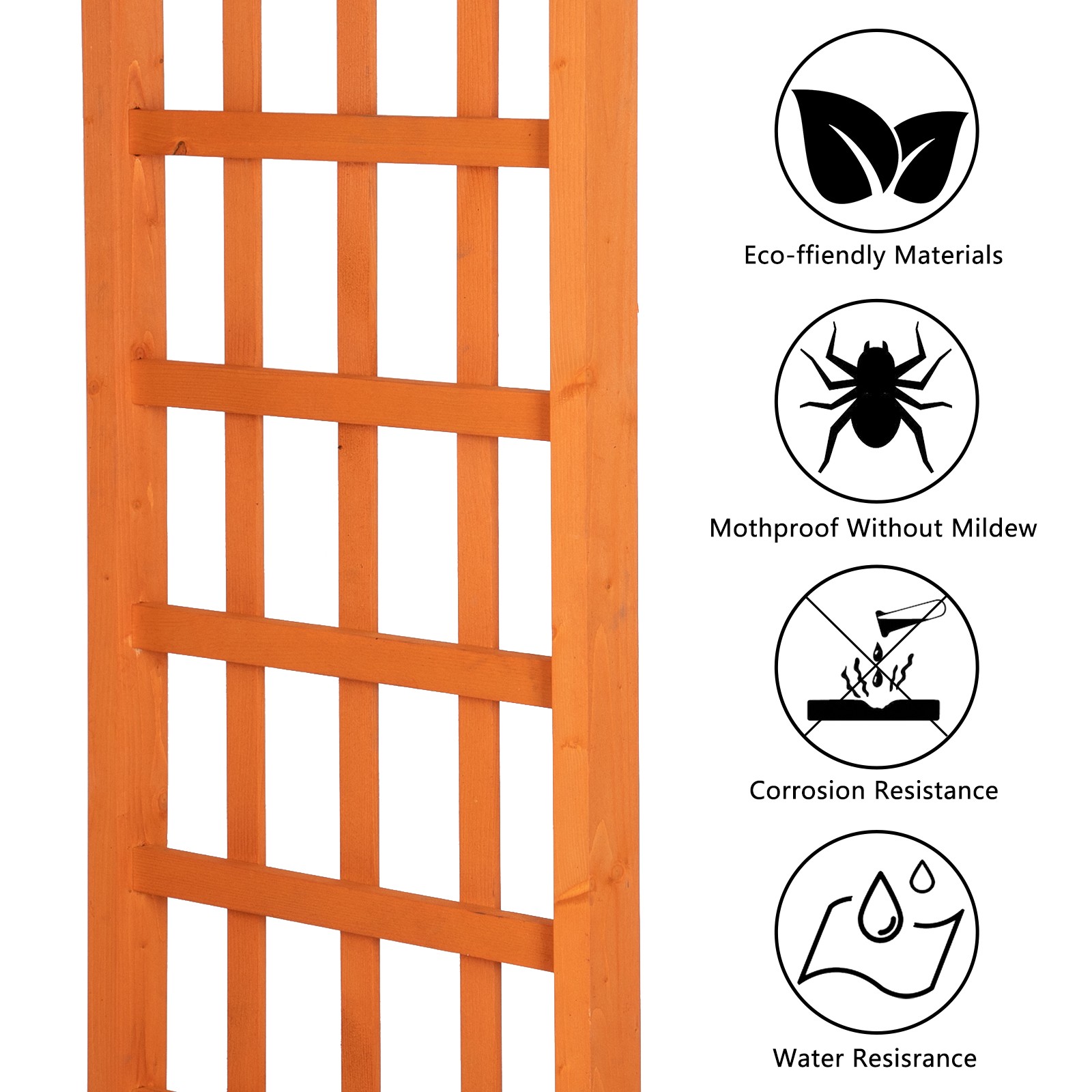 Outdoor Wooden Cedar Arbor Arch Pergola Trellis Garden Yard Lattice, Teak Color