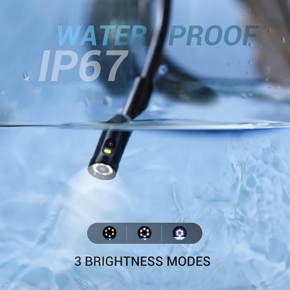 High-Definition 1080P Borescope with 4.3'' Screen & 16.5FT Semi-Rigid Cable