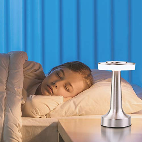 O’Bright Portable LED Table Lamp with Touch Sensor, 3-Levels Brightness, Silver