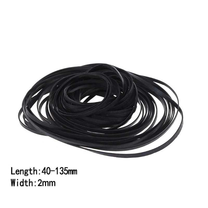 100PCS Assorted Flat Drive Belts 2mm Width Cassette Tape Machine Rubber Belts