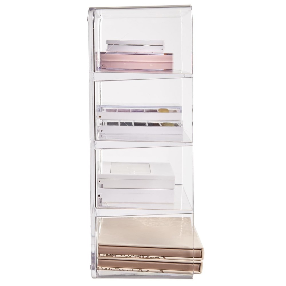STORi 4-Compartment Clear Plastic Organizer, Rectangular Divided Makeup and V...