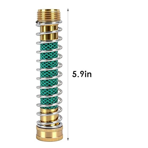 Garden Hose Protector, Brass Hose Extension Adapter with Coil Spring, 2 Pack