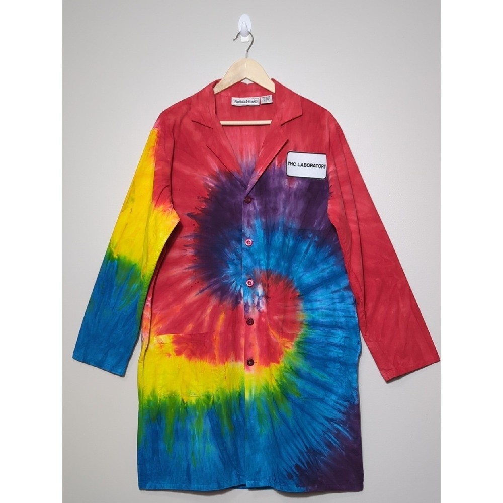 Tie-Dye Colorful Lab Coat THC Laboratory Patch Multicolor Unisex Medium Rainbow