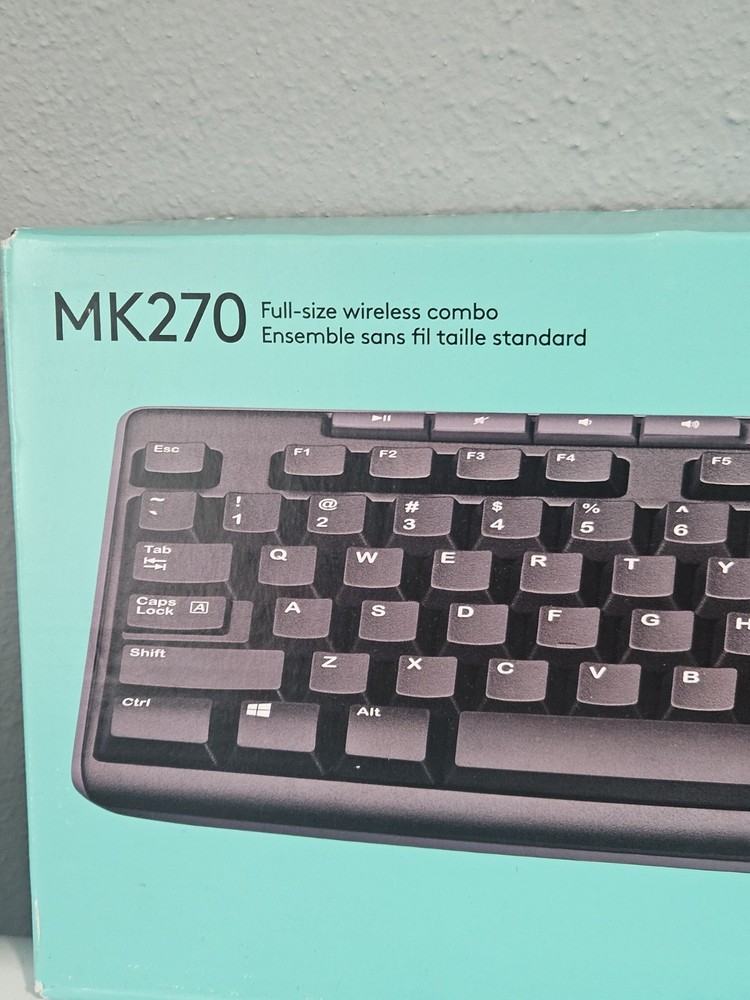 LOGITECH MK270 FULL SIZE WIRELESS KEYBOARD W/ MOUSE AND USB RECIEVER