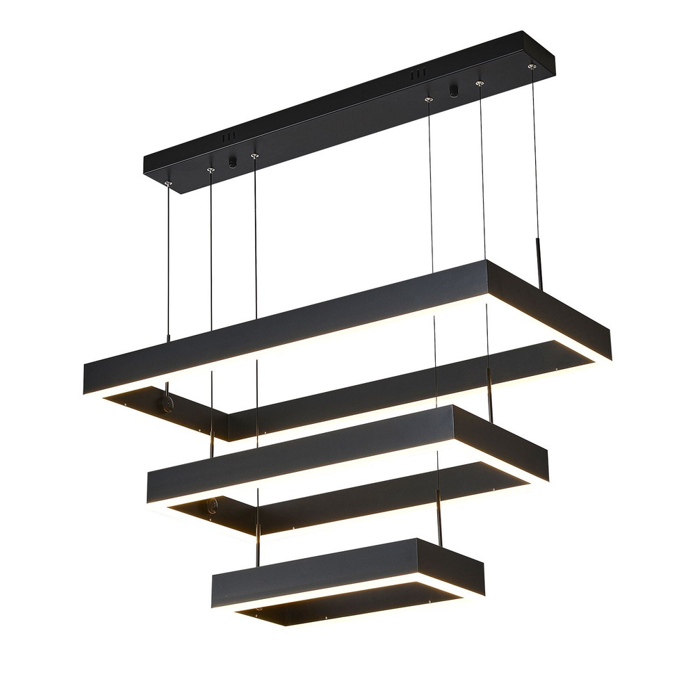 Modern LED Chandelier Light Rectangular Pendant Ceiling Light Lamp With Remote