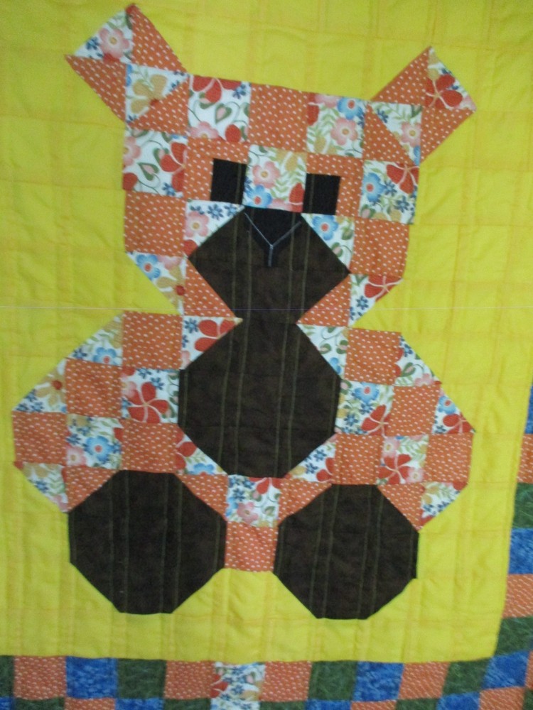 Handmade Quilt/Bear with Fall Colors