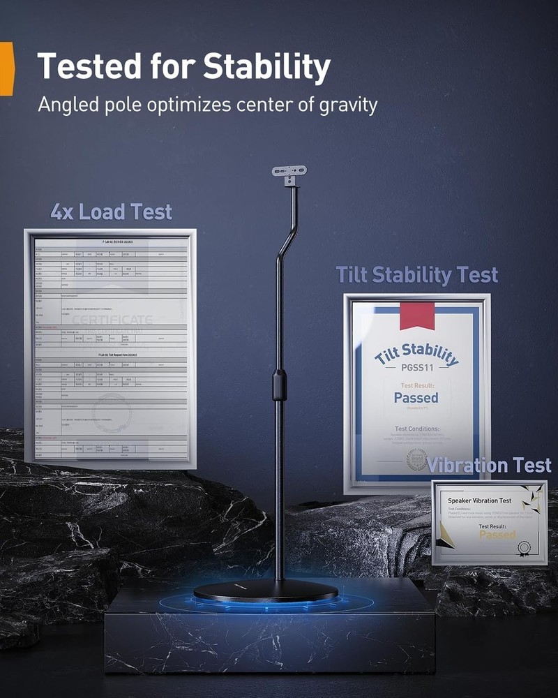 Surround Sound Speaker Stands, Adjustable 28-38'', Tested for Ultimate Stability