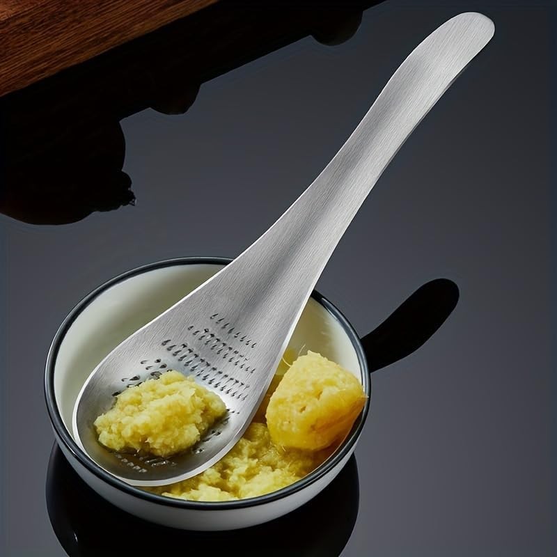 2× Stainless Steel Garlic Ginger Grater Spoon Shape Kitchen Tool Easy Crushing