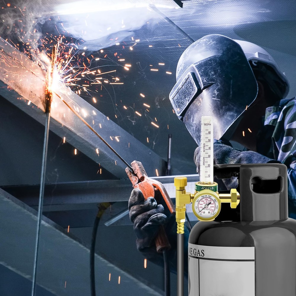 Argon CO2 Flow Meter Regulator with 6.6Ft Hose for MIG Welding Applications