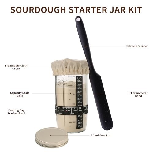 Complete Sourdough Starter Kit - Banneton Basket, Dough Scraper & Bread Baking S