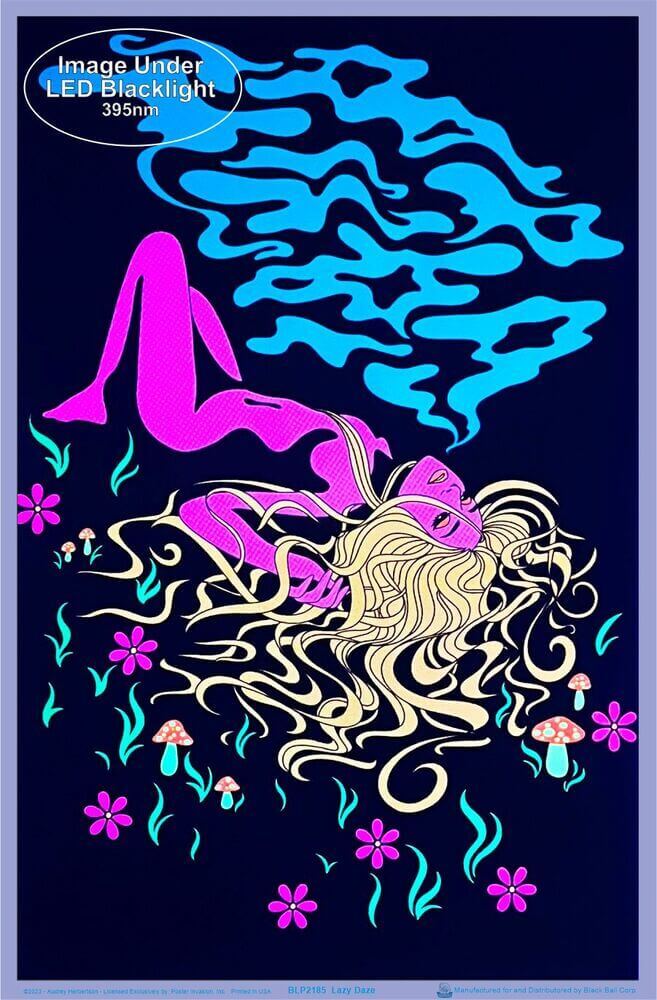 Lazy Daze by Audrey Herbertson Flocked Blacklight Poster - 23" x 35"