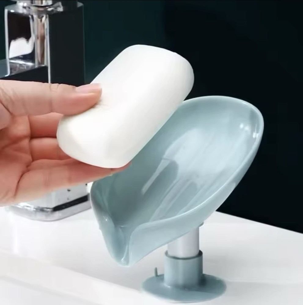 Drain Soap Holder Leaf Shape Soap Box Suction Cup Tray Drying Rack
