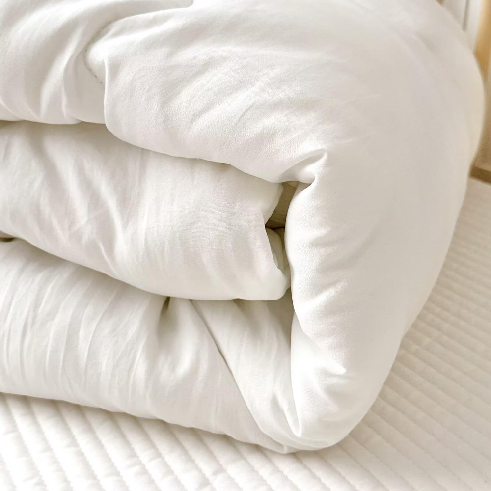 Cotton Microfiber Down Alternative Comforter White, Toddler Size Duvet Insert...