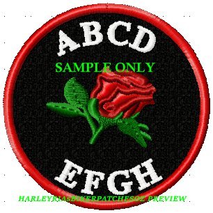 CUSTOM/MADE TO ORDER .... ROSE ACCENTED ROUND BIKER PATCH 80mm