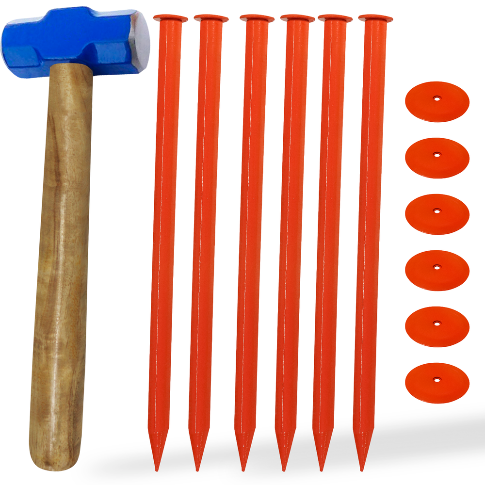 FEBTECH-Septic Tank Marker for Property line Markers-2.3"x7" Pack of 6+1 Hammer
