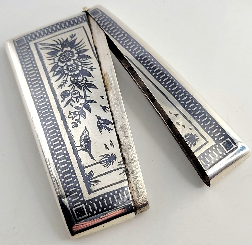 NIELLO CARD CASE - OTTOMAN - RUSSIAN - TURKISH - SOLID SILVER IRAQ MARSH ARAB