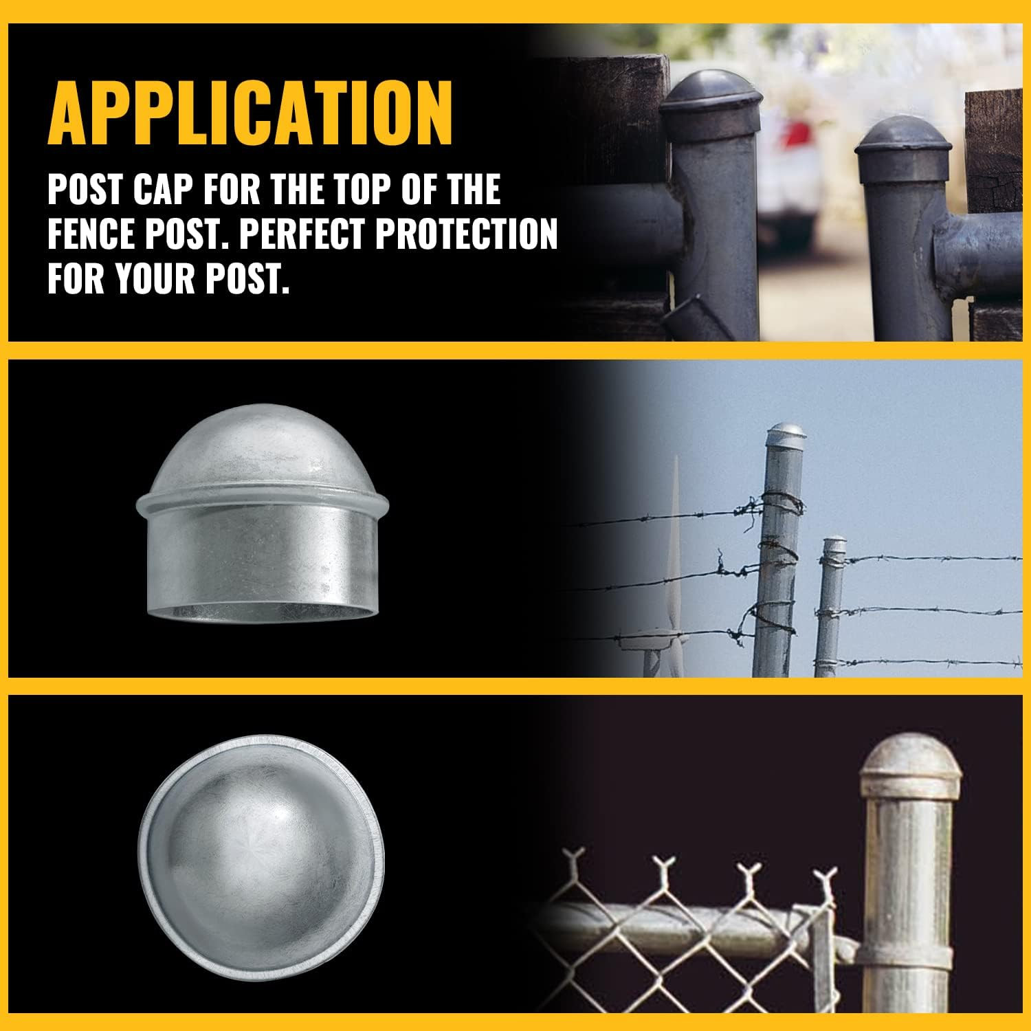 1-3/8" Fence Post Caps, Chain Link Post Caps, Galvanized Steel, for 1-3/8" OD Pi