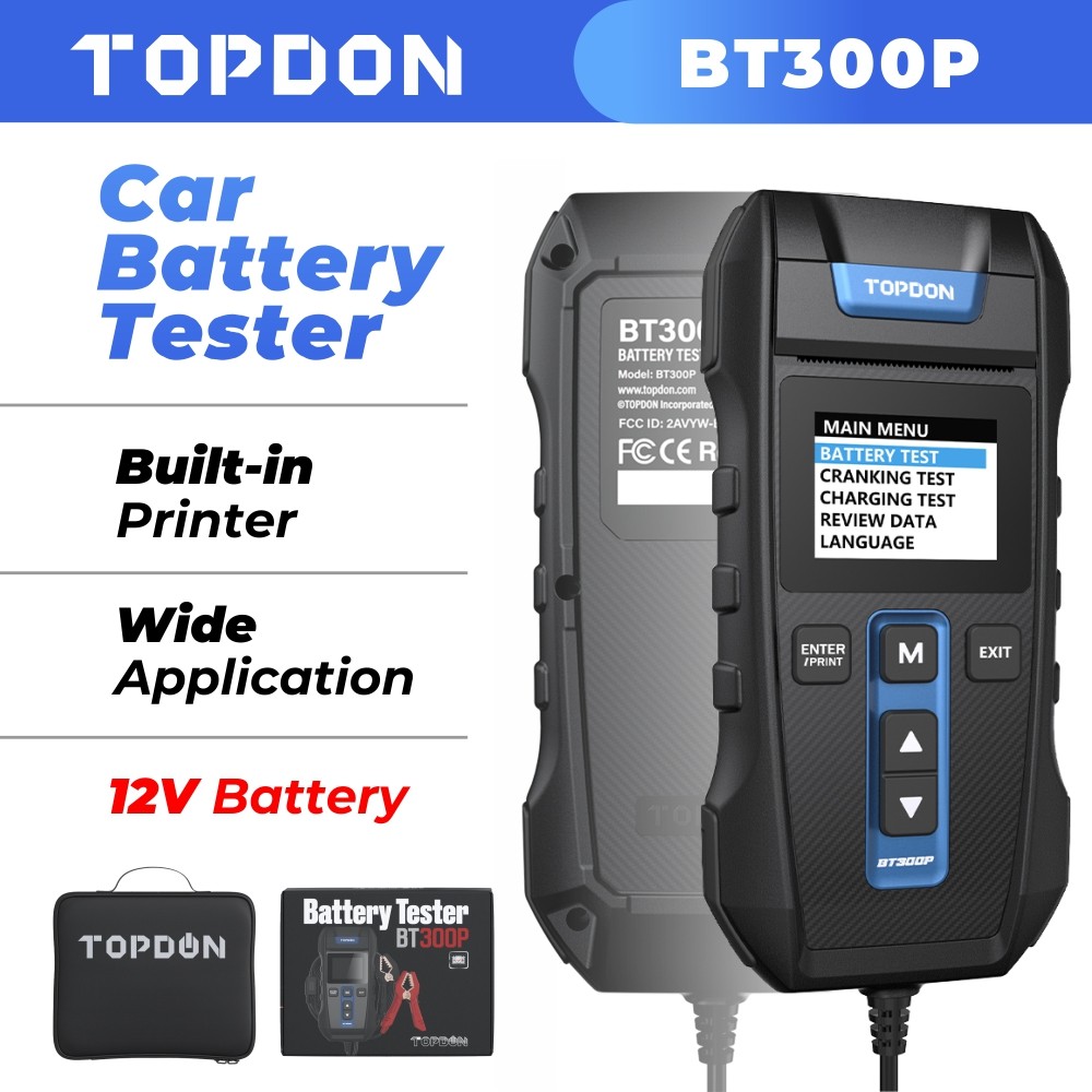 TOPDON Battery Tester Cranking Charging System Battery Analyzer with Printer 12V