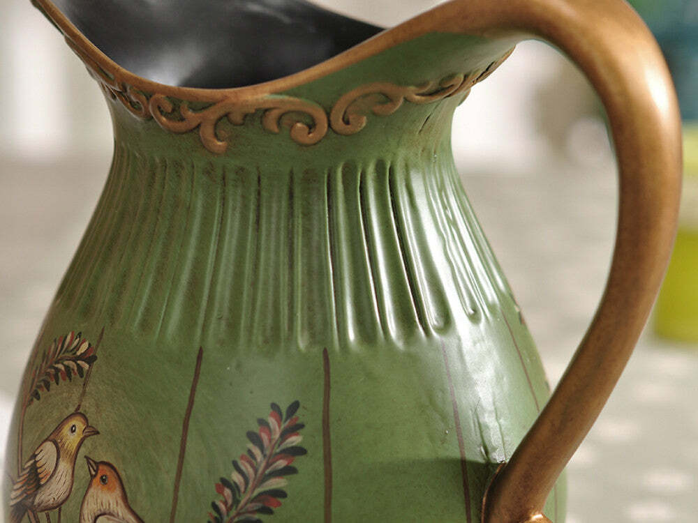 Green Love Birds Ceramic Vase