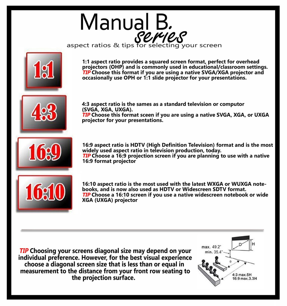 Elite Screens Manual B, 100-INCH 16:9, Manual Pull Down Projector Screen 4K /...