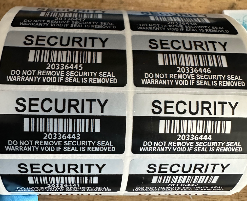 100 Warranty Void BAR-CODE Hologram Security Label Stickers Tamper Evident blk