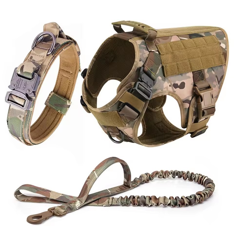 Tactical Dog Harness Medium Large Dog Vest with Dog Leash and Dog Collar
