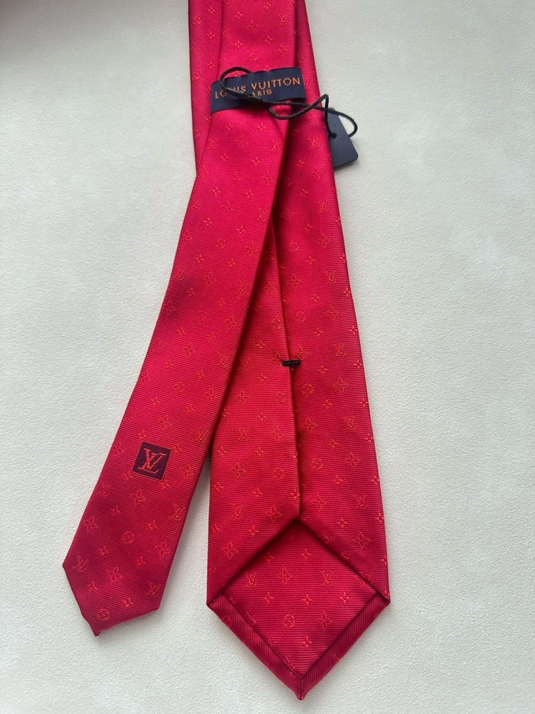 Louis Vuitton Men's Monogram Tie Red Slim Full Packaging