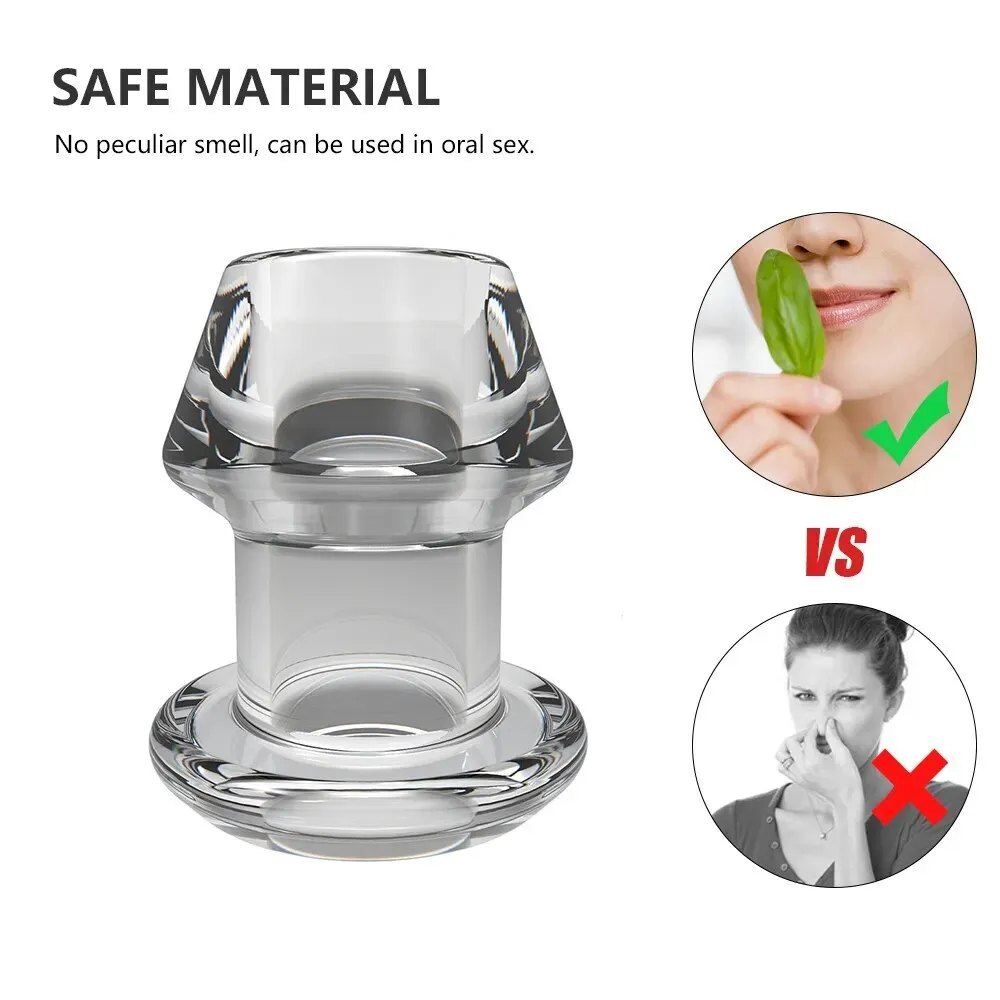 Anal Sex Spreader Clear Hollow Silicone Butt Plug Comfort Deep Access Tunnel Sex