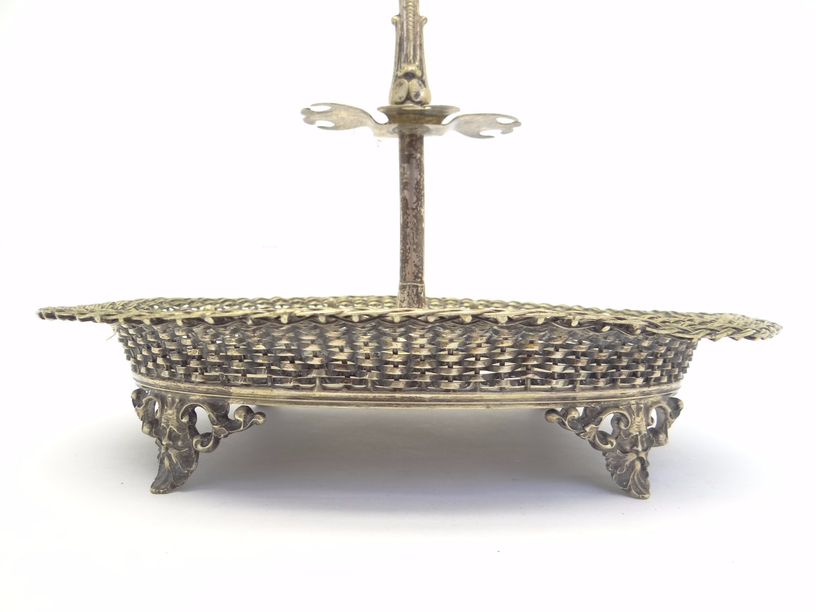 Vintage Used Silverplate Serving Caddy Tray Stand Basket Silver Plate Kitchen