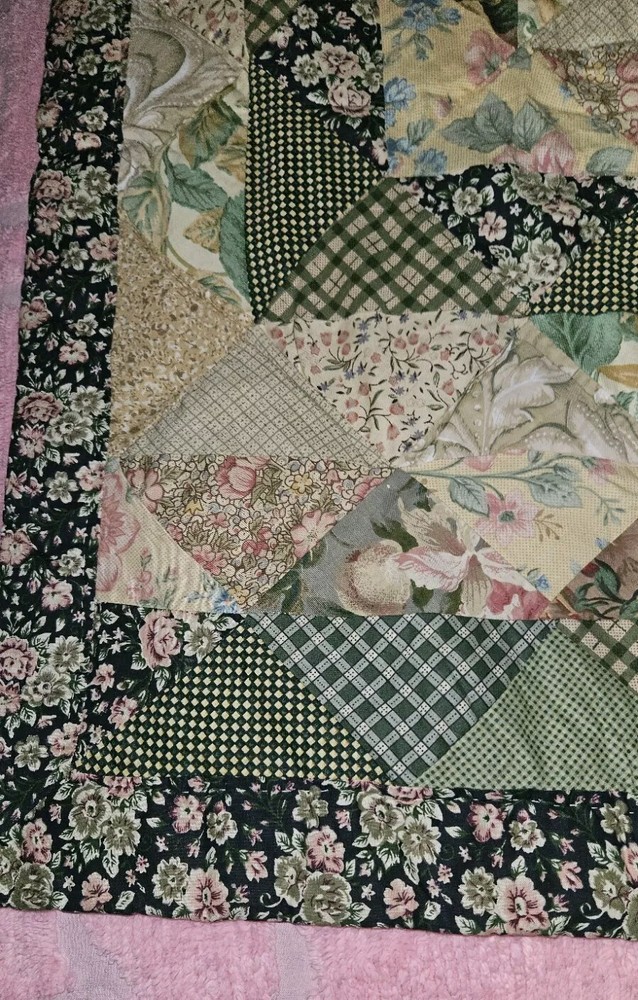 Homemade Multi Print Lightweight Patchwork Quilt Throw Size 60" X 48"