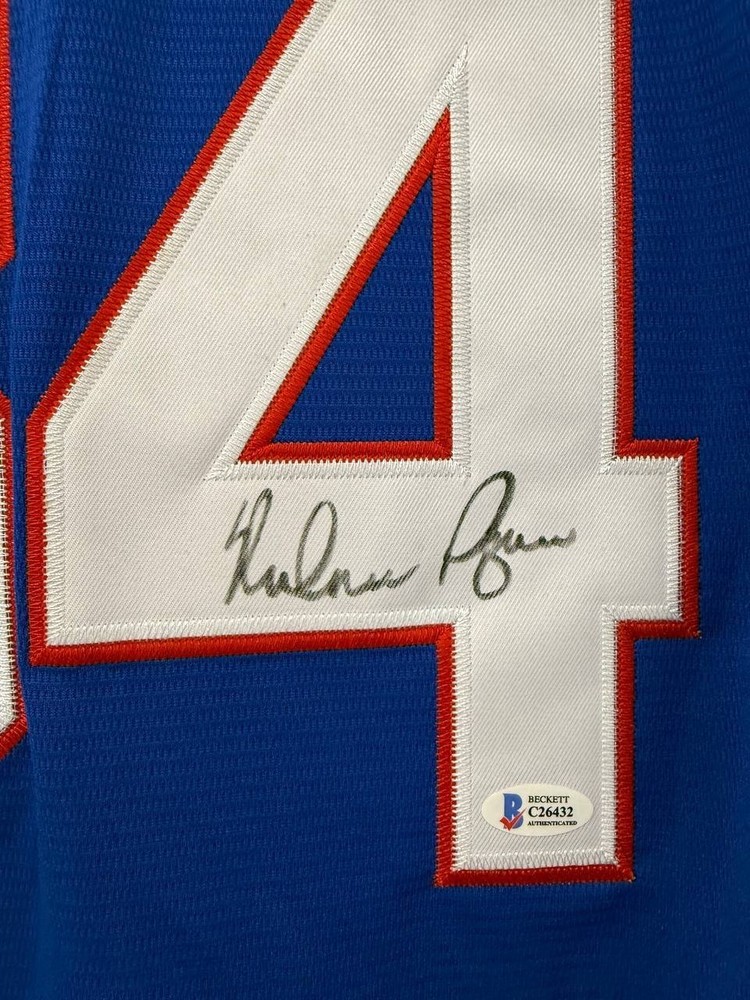 Blue MLB Jersey Nolan Ryan Signed Autographed #34 BAS COA