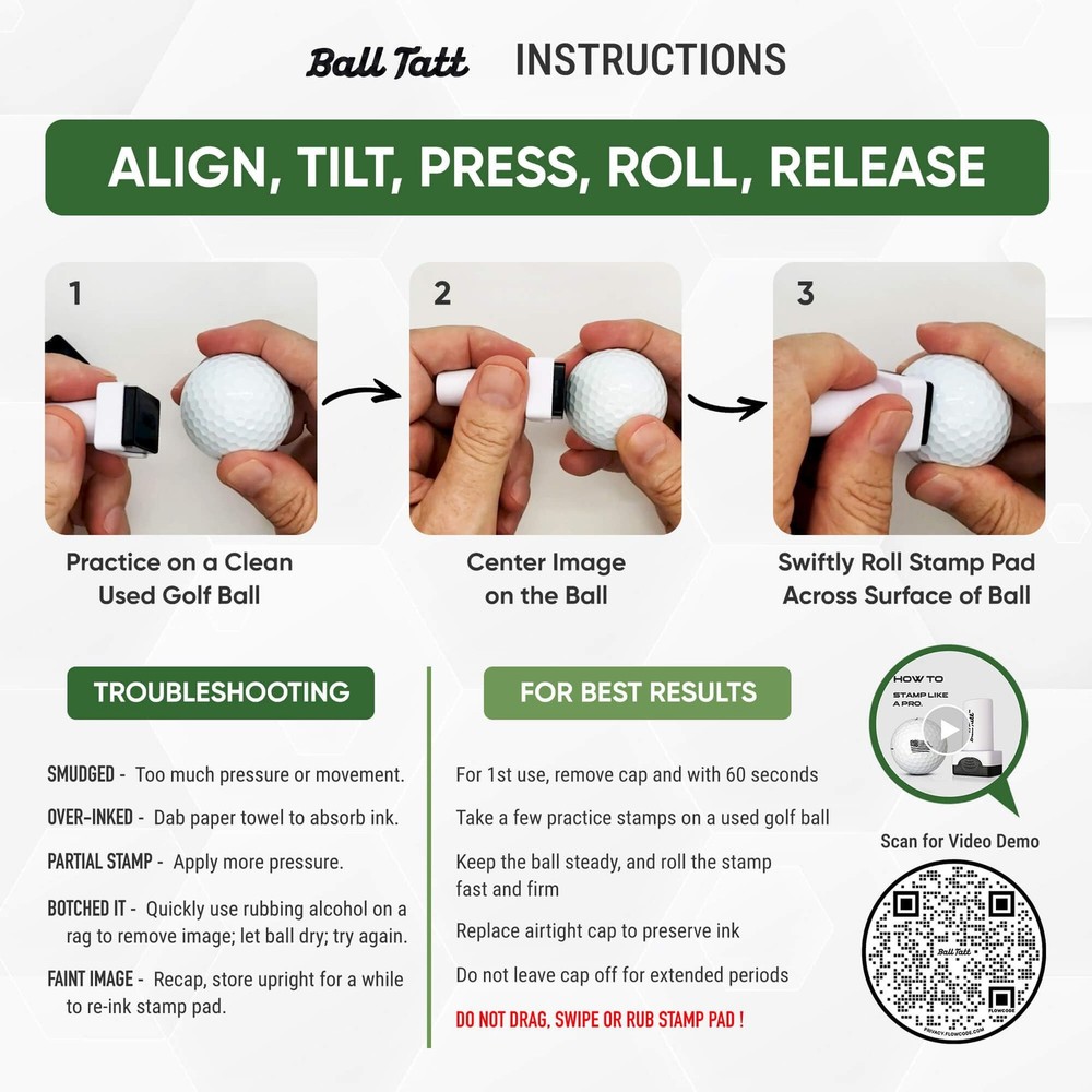 Ball Tatt - Finger Golf Stamp, Stamper, Self-Inking