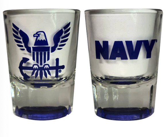 NAVY BLUE FLUTED SHOT GLASS 2 OZ