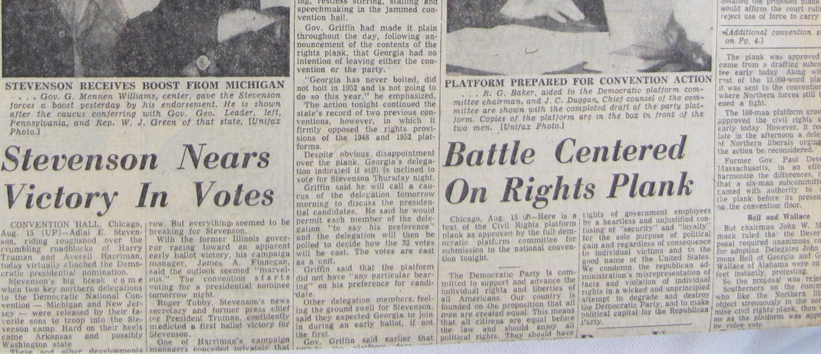 Vintage 1956 Georgia Democrats Against Civil Rights Fight Newspaper