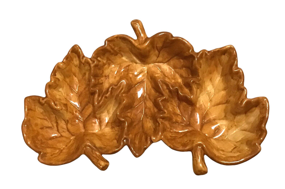 Harvest Collection 3 Section Leaf Serving Divided Serving Dish Fall Baum Bros